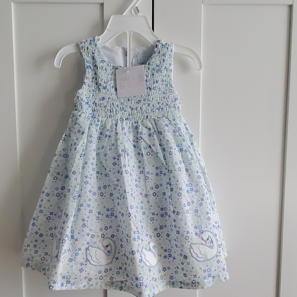 Brand New 24mo Maggie & Zoe Cotton Swan Dress NWT